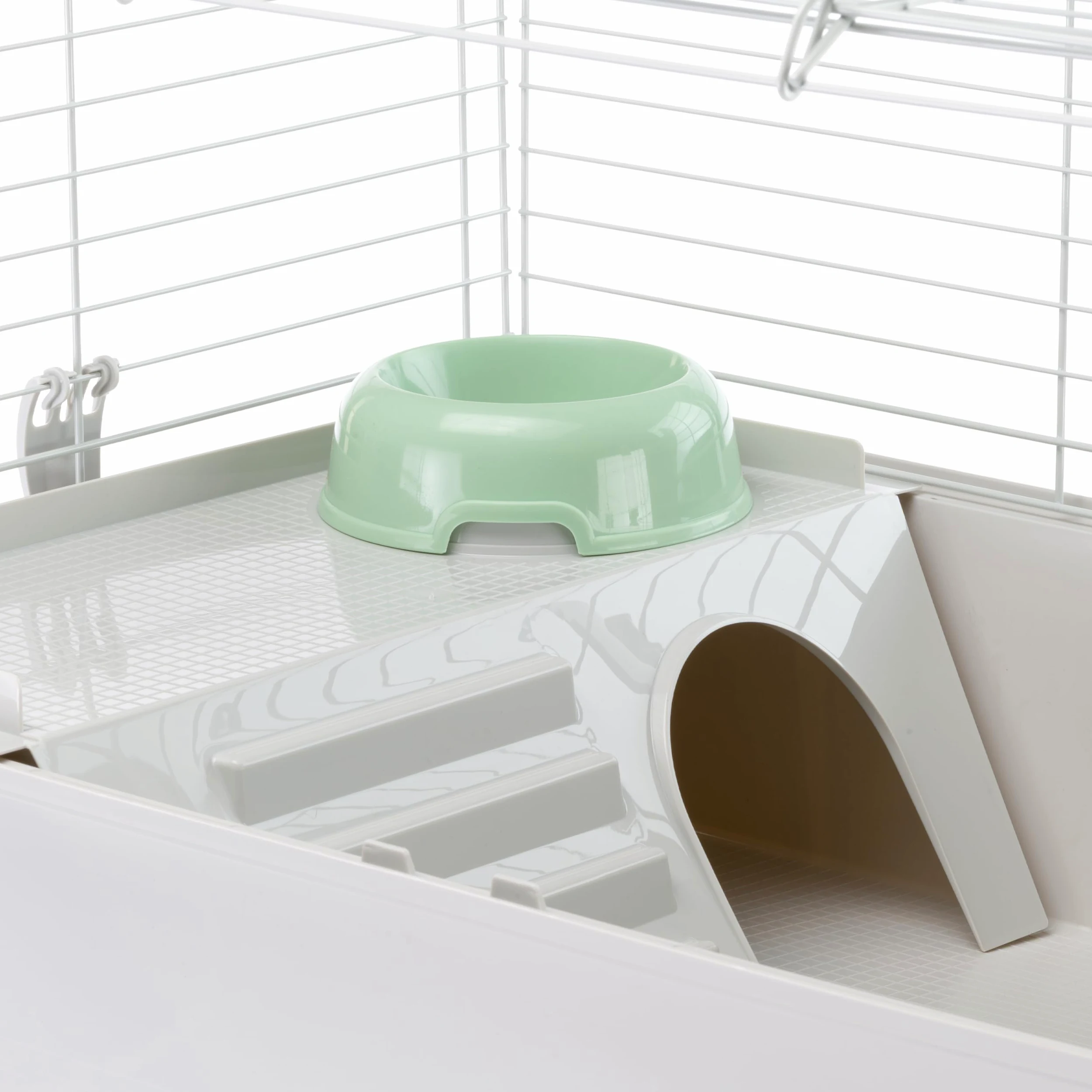 Ferplast Espaciosa Jaula para Conejillos de Indias CAVIE 80, Sistema de Cierre de Seguridad, Accesorios incluidos, de Alambre Pintado Gris y plástico, 77 x 48 x h 42 cm