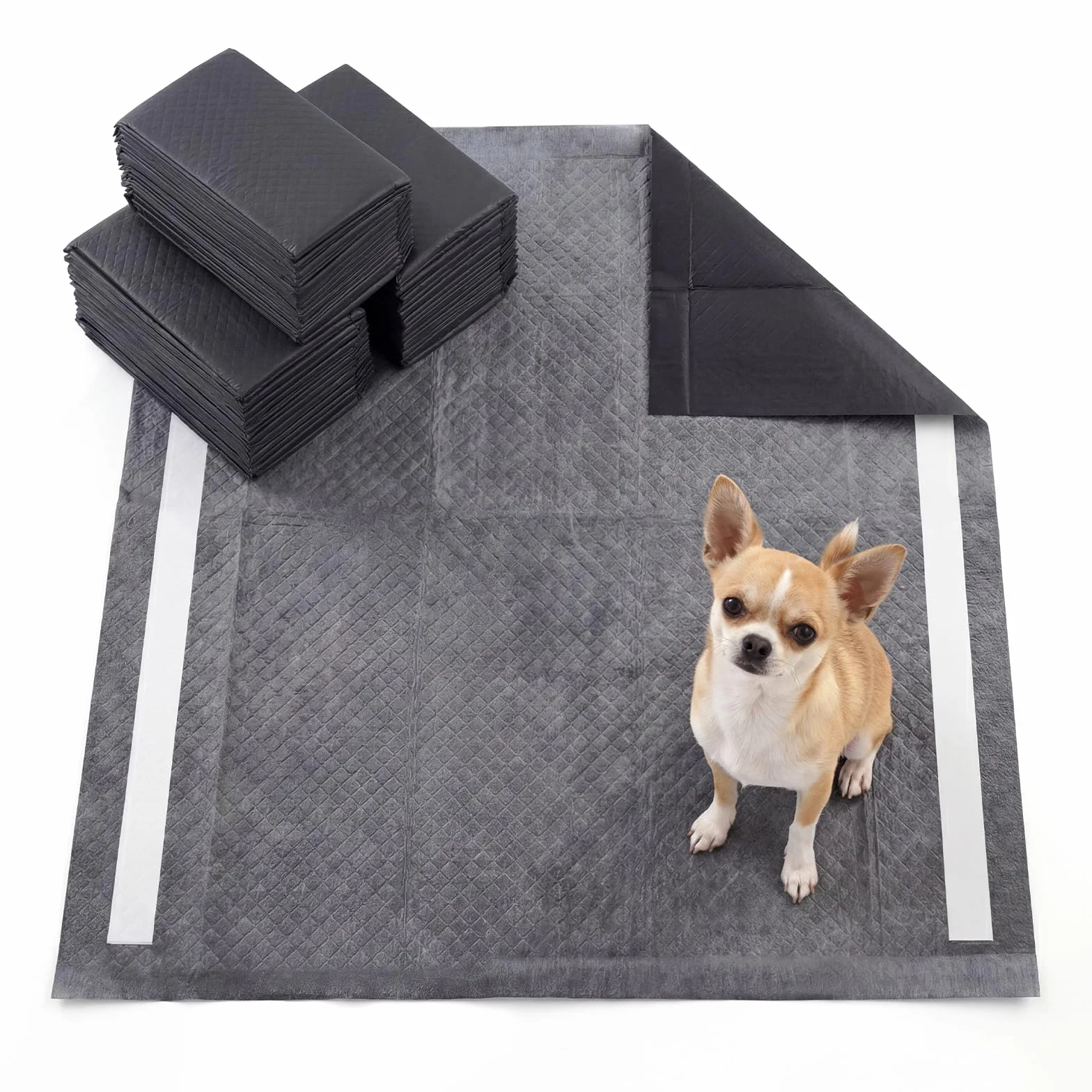 COSTWAY Empapadores Perros, 60 x 60 cm (150 Unidades), Almohadillas de Adiestramiento de Perros y Cachorros, Diseño 6 Capas, Carbón para Control de Olor, Antifugas, Absorbentes, Secado Rápido, Negro