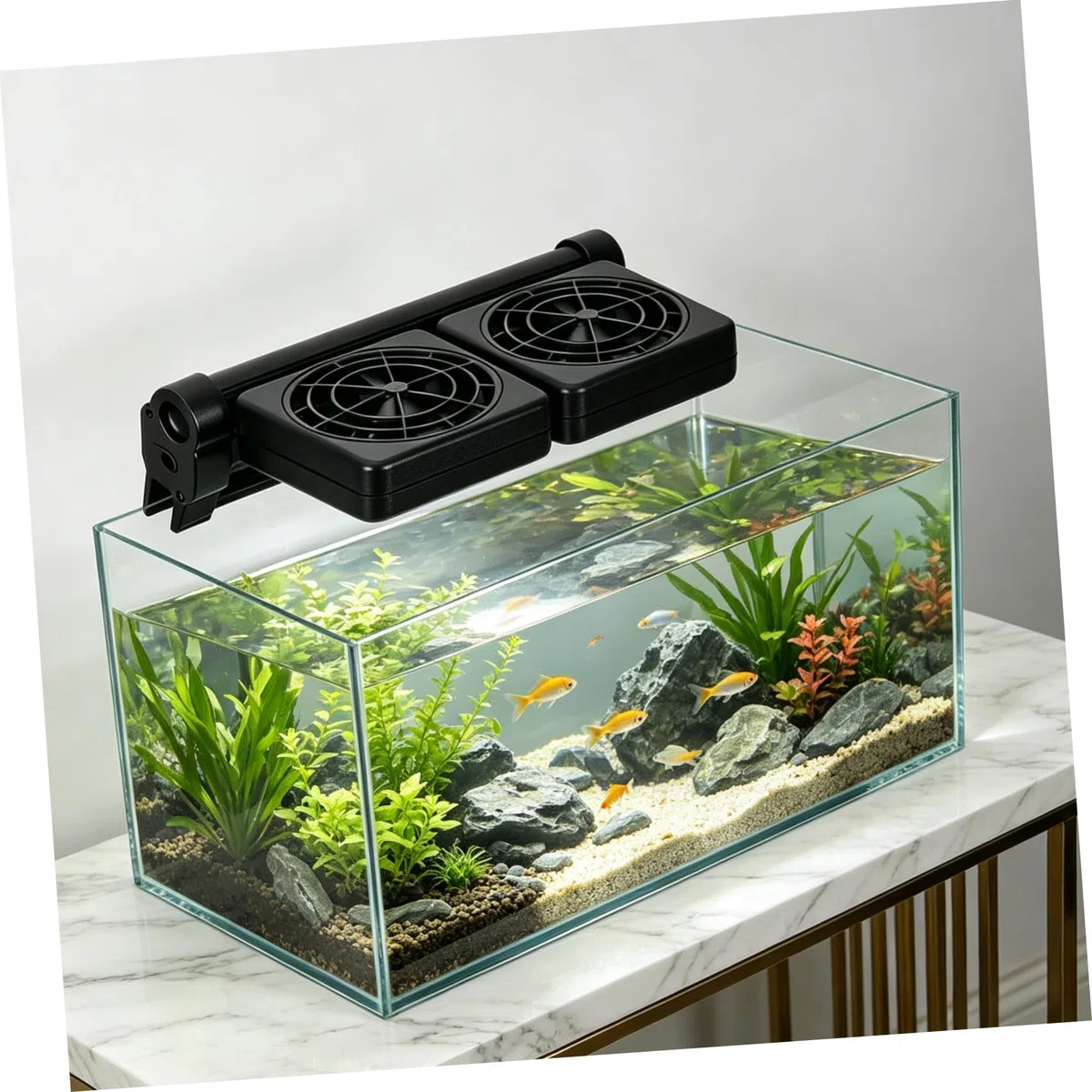 Ventilador de Refrigeración para Pecera con Borde, Abs Negro 2 X 1.9w