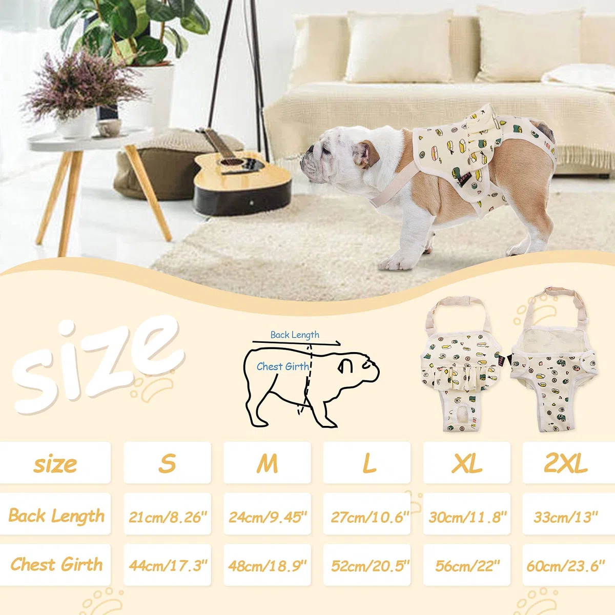 QBLEEV Pañales sanitarios lavables para perros femeninos con tirantes ajustables, pañales reutilizables para perros machos en celo, bragas de algodón para cachorros, ropa interior para perros, bulldog