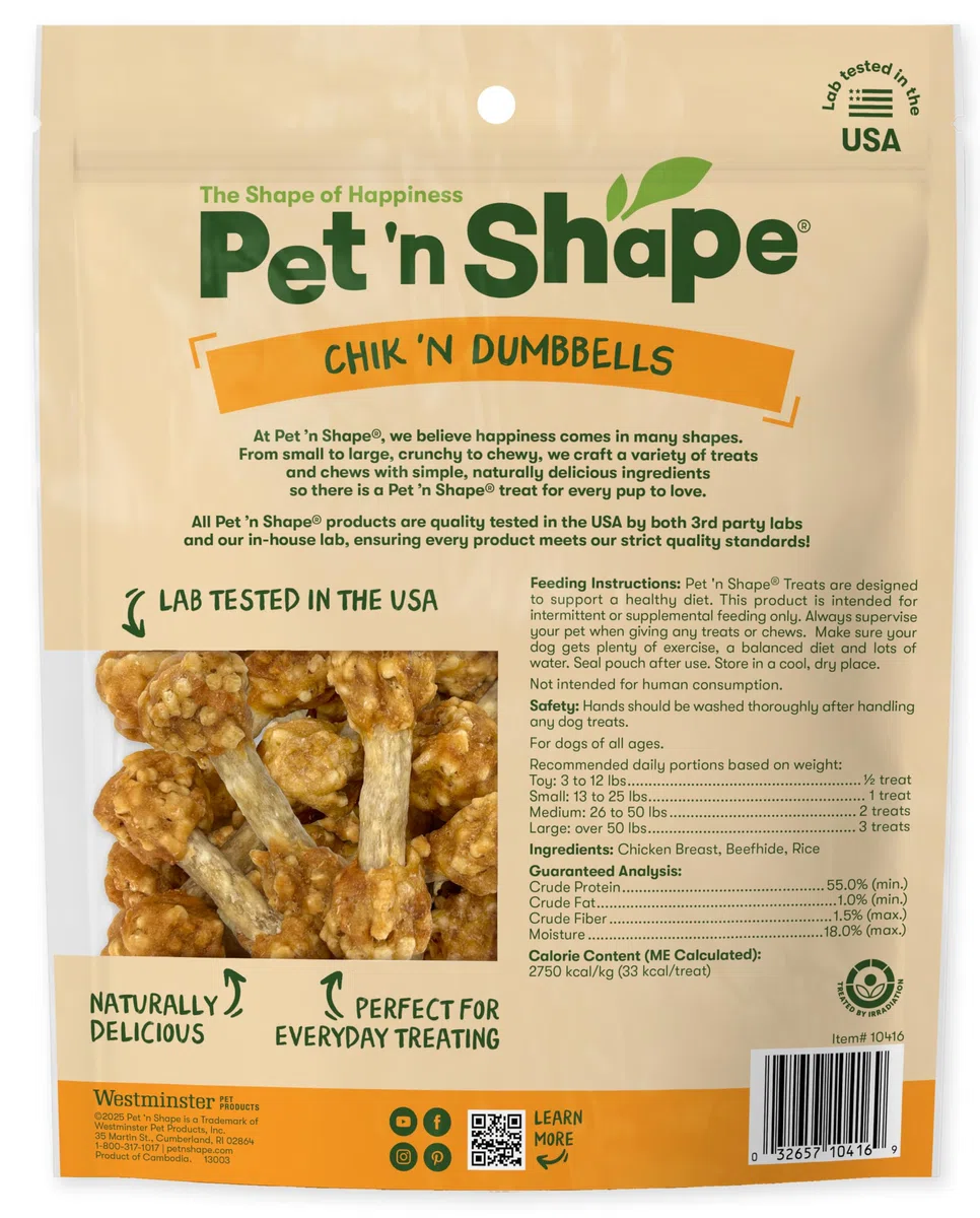 PET 'n SHAPE - Chik N Dumbbells Treat - 1 lbs (16 oz./454 g)