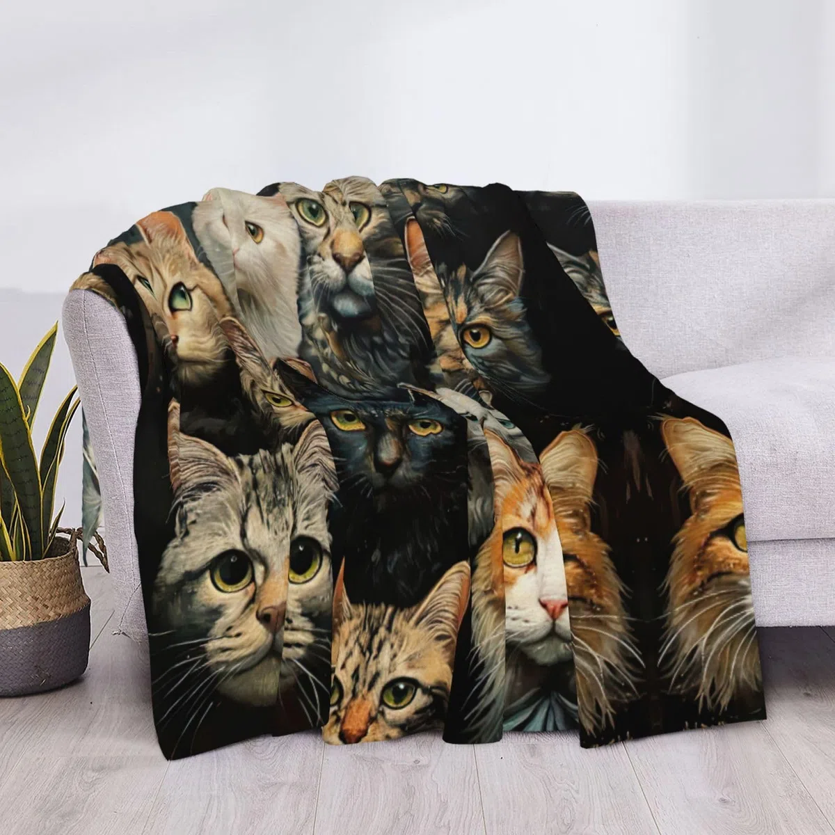 Manta de gato para sofá, cama, tamaño Queen, suave, ligera, afelpada, cálida y acogedora, manta de lujo