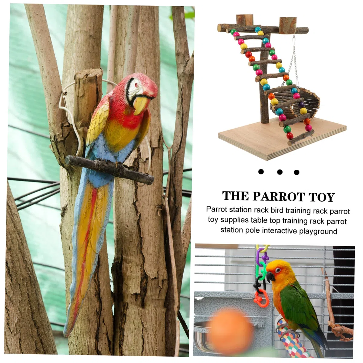 Beavorty Puesto de Loros Percha para Loros Juguete para Soporte de Entrenamiento para Pájaros Zona para Percha para Entrenamiento de Aves