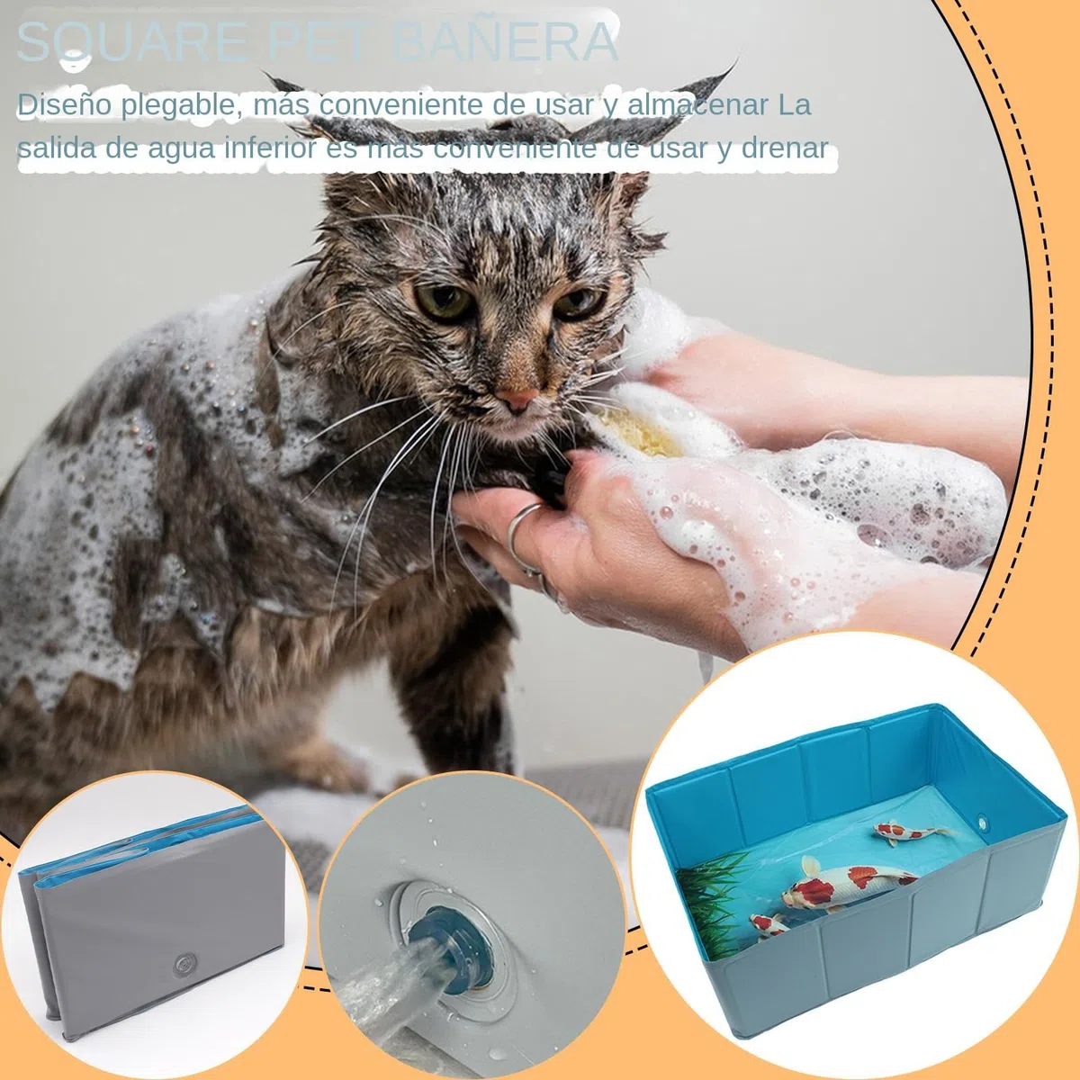 Piscina para Perros Bañera De Perro Plegable De PVC con Forma Cuadrada