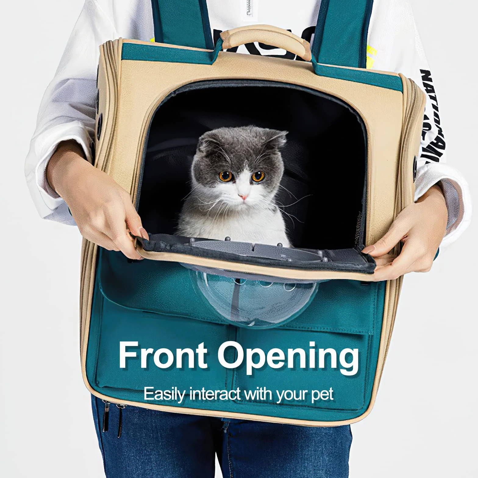Galatée Mochila para Gatos, Mochila para Mascotas Mochila De Burbujas para Llevar Gatos, Mochila para Mascotas con Cápsula Espacial Ventilada, Mochila De Viaje para Perros Pequeños(Caqui)