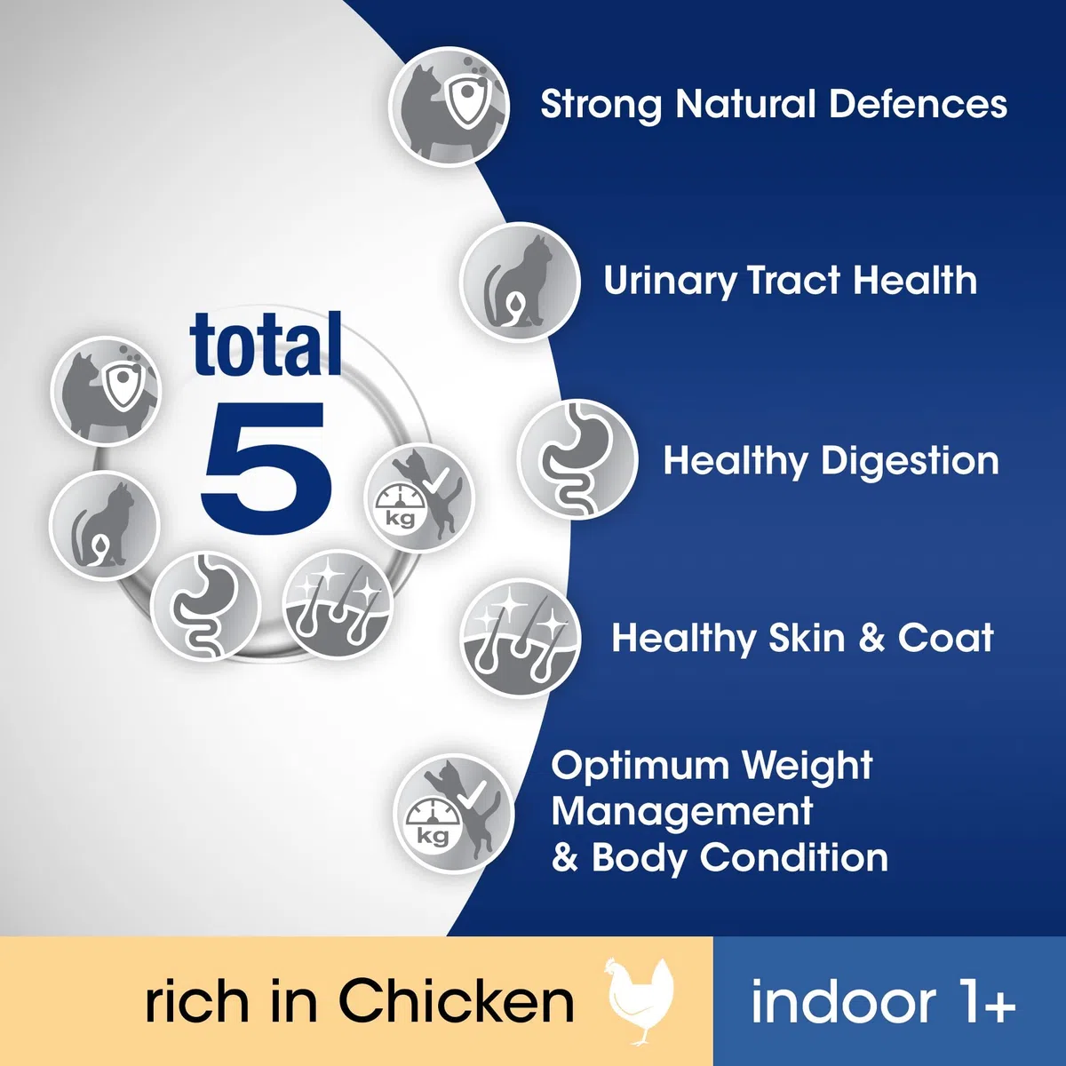 Perfect Fit Indoor 1+ – Alimento seco para gatos adultos a partir de 1 año – Pollo – Apoya la vitalidad – 7 kg