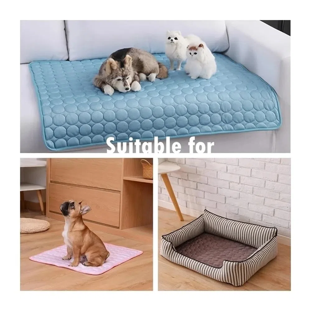 Alfombrilla de refrigeración para perros, cama fría extra grande para perros pequeños y grandes, accesorios para mascotas, manta duradera para sofá, gato, manta de hielo para gatos (gris