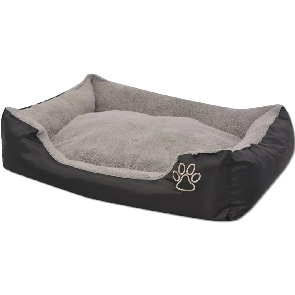 Cama para perros tamaño M negro 65 x 48 x 18 cm cama para mascotas con cojín acolchado de piel sintética para perros y gatos, tela Oxford antideslizante para interiores y cajas de transporte