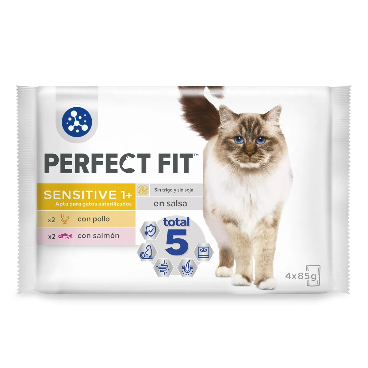 Sensitive Comida Húmeda para Gatos Esterilizados Sabor Pollo y Salmón (13 Paquetes x 4 bolsitas x 85g)