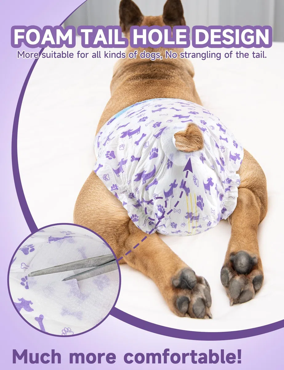 MICOOYO Pañales desechables para perras, pañales para perras, pañales súper absorbentes para mascotas, pañales de espuma para perros hembras para calor, pañales cómodos para cachorros (S, 50 unidades)