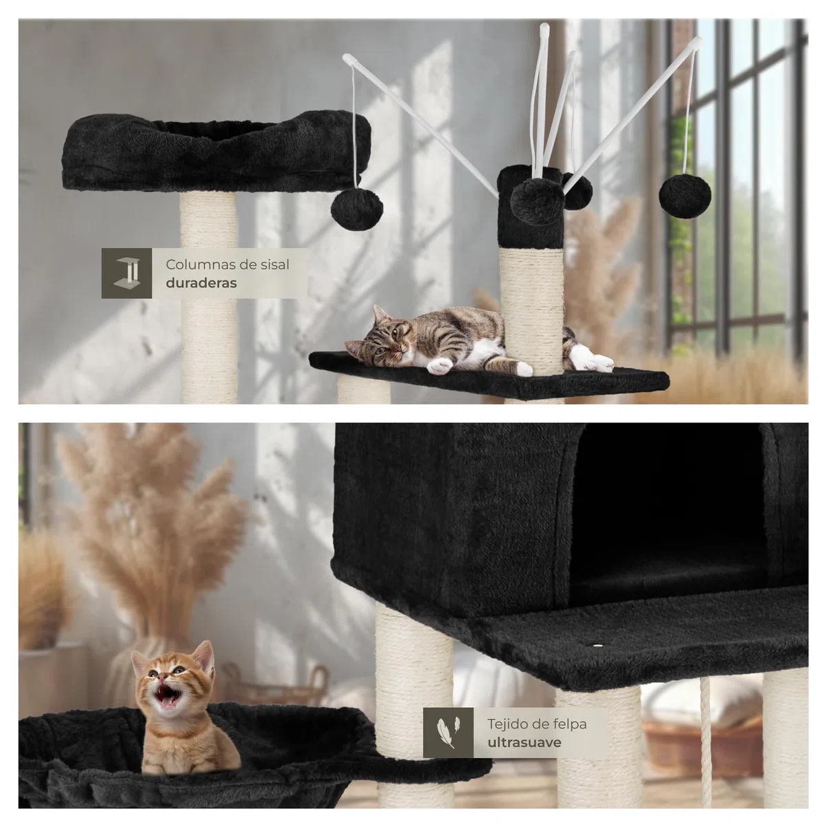 tectake 800657 - Rascador para Gatos Lilou, Árbol para Gatos, Hamaca, Plataformas, Bolas de Juego - Varios Modelos (Type 3 | No. 402933)