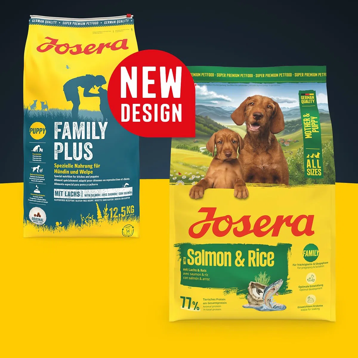 JOSERA Family Plus (1 x 12,5 kg) | Puppy | Comida Seca Premium para Perras y Cachorros preñadores/Lactantes | salmón y Aves de Corral | Suministro óptimo con Enegie y L-carnitina | Sin Trigo | 1
