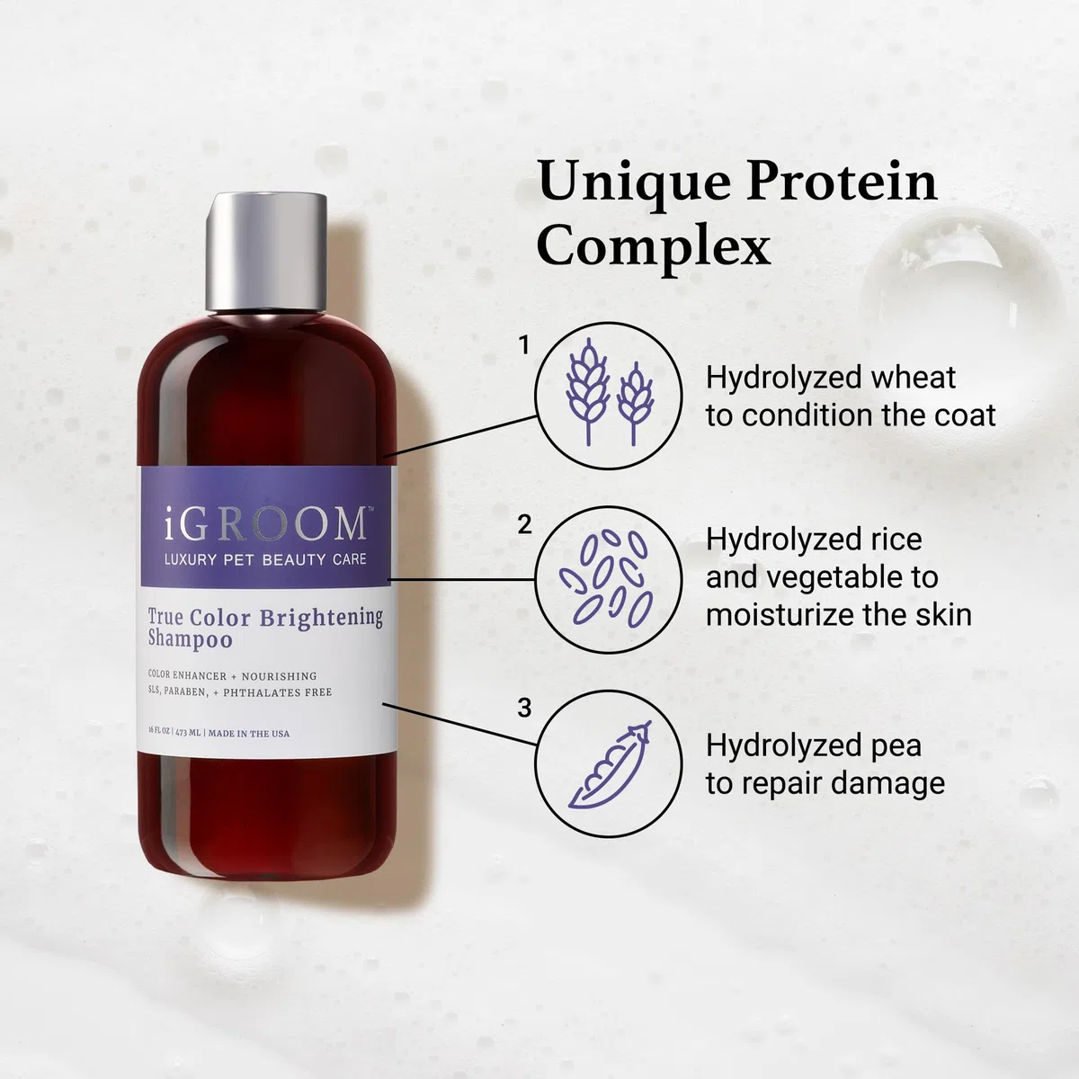 iGroom True Color - Champú para perros, cuidado de belleza de mascotas de lujo, mejora el color natural del pelaje, queratina + proteínas vegetales que añaden humedad, fabricado en Estados Unidos, 3.8