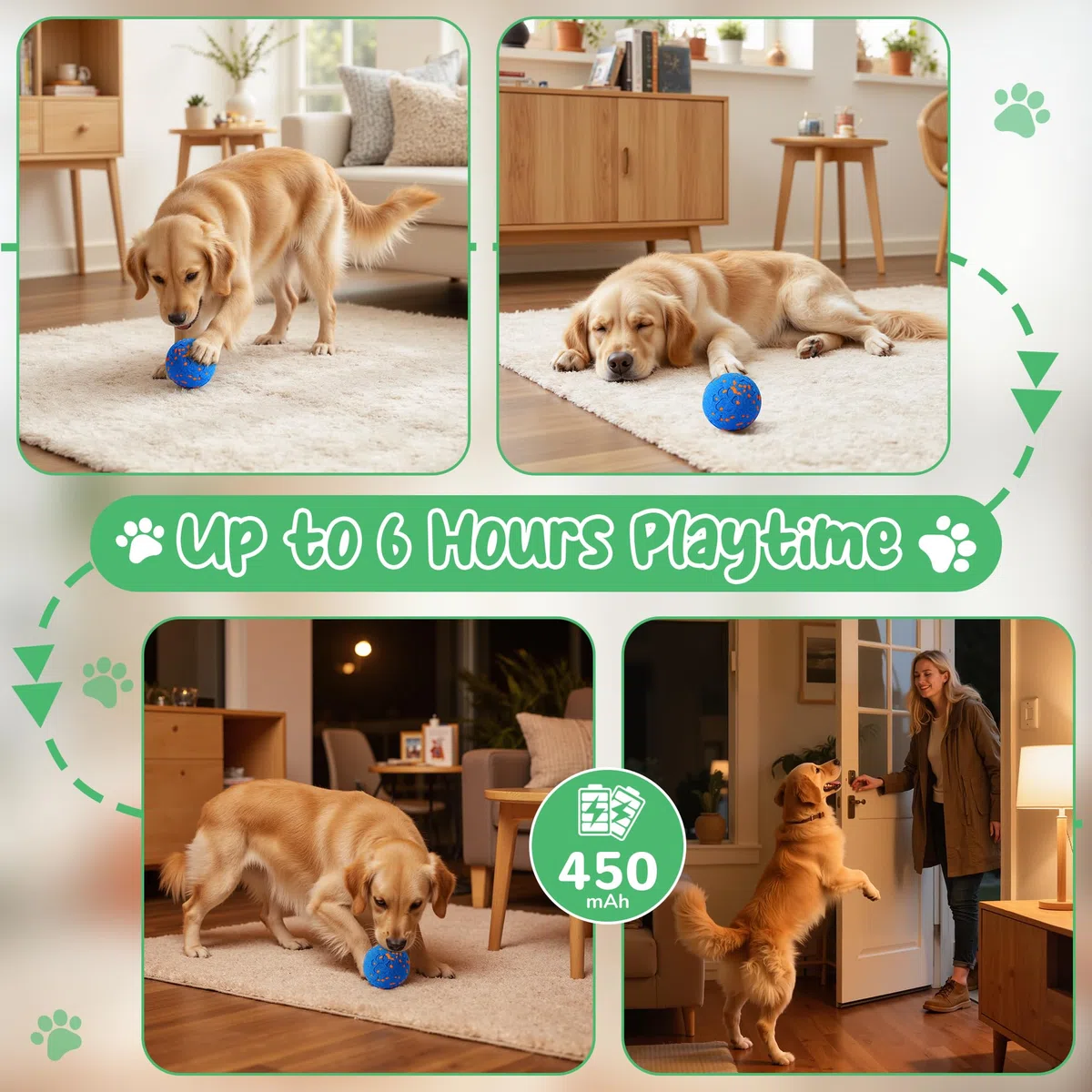 Juguetes interactivos inteligentes para perros, bola vibratoria para perros, juguetes eléctricos para masticar perros medianos y grandes, carcasa a prueba de masticaciones, movimiento
