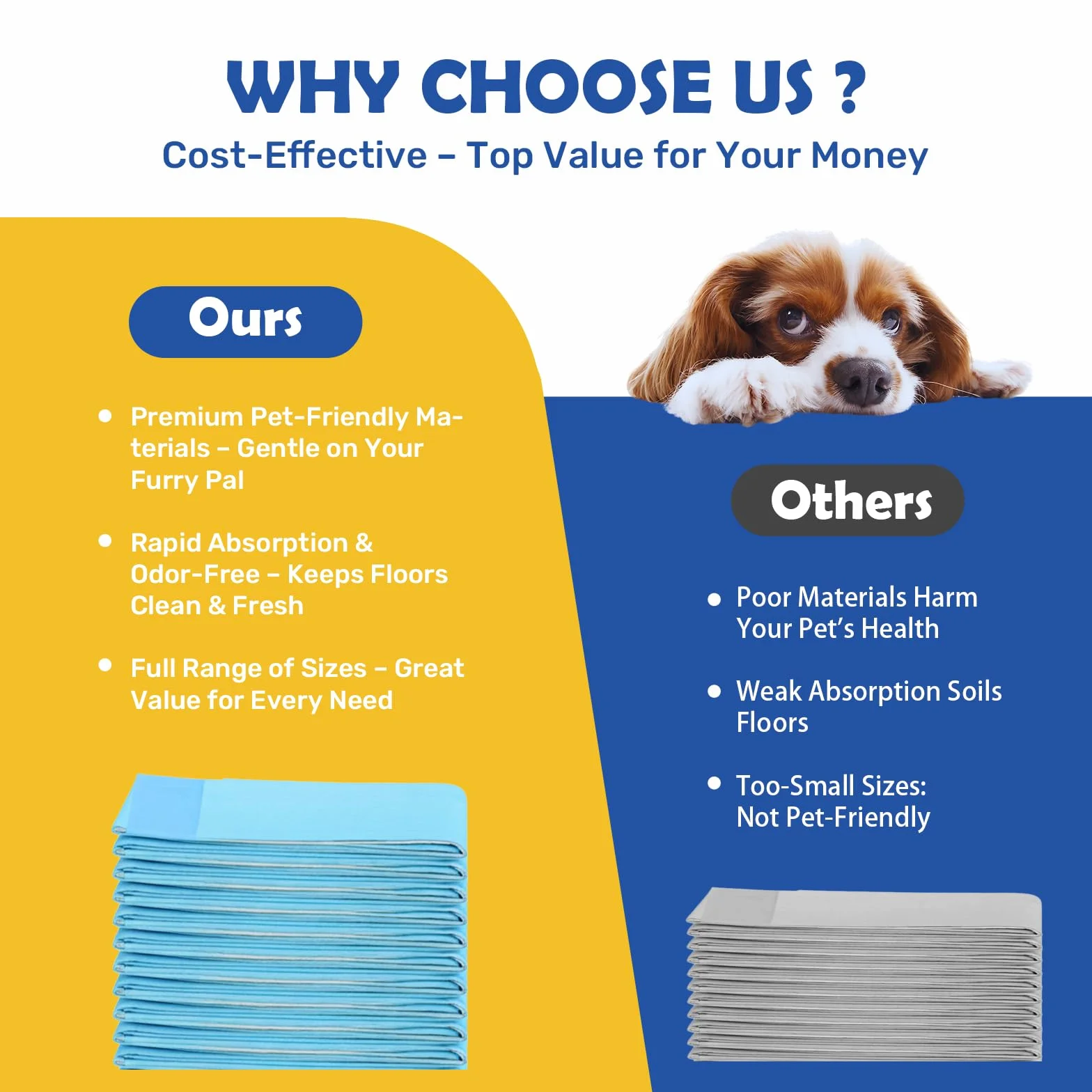 ScratchMe Almohadilla de Entrenamiento Impermeable súper Absorbente para Perros y Cachorros, Almohadilla para Mascotas, 50 Unidades, tamaño pequeño, 17.1 x 23.6 Pulgadas, Azul