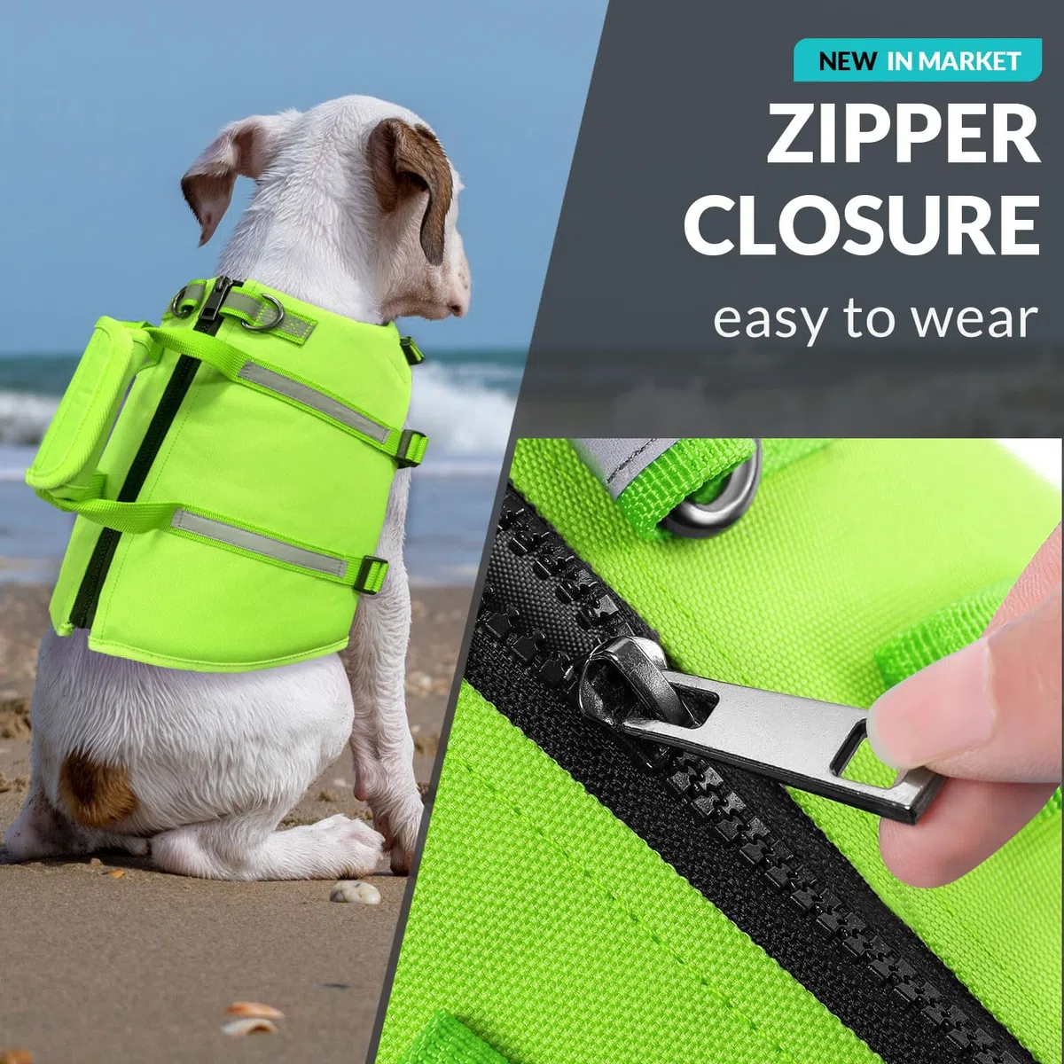 Chaleco Salvavidas Perros,Ripstop Flotador para Perros con Asa de Rescate y Rayas Reflectantes,Chaleco Perros Salvavidas Ajustable con Buena Flotabilidad para Nadar,Navegar,Playa,Verde-XL