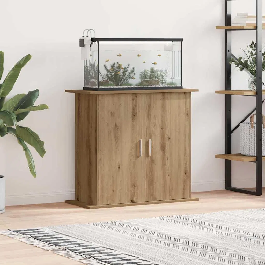 Soporte para acuario, madera de roble Artisan, 81 x 36 x 73 cm, con 3 niveles, para estanques de peces y terrario, estable, resistente, ahorra espacio, soporte para muebles