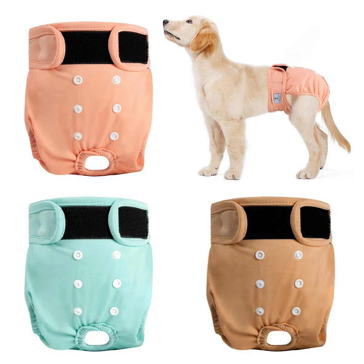 Paquete de 3 pañales reutilizables para perras, pañales lavables para perros, pañales altamente absorbentes para perros, falda ajustable a prueba de fugas para cachorros, para calor,