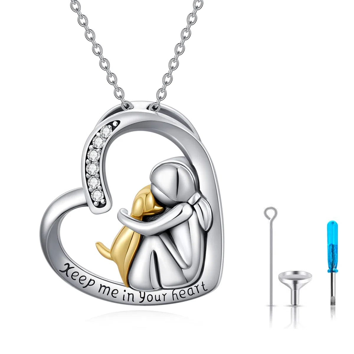 CHENGHONG Collar de perro de plata de ley 925 con colgante de cenizas para perro, collar de urna para cenizas, recuerdo, regalos conmemorativos, joyería temática de perro
