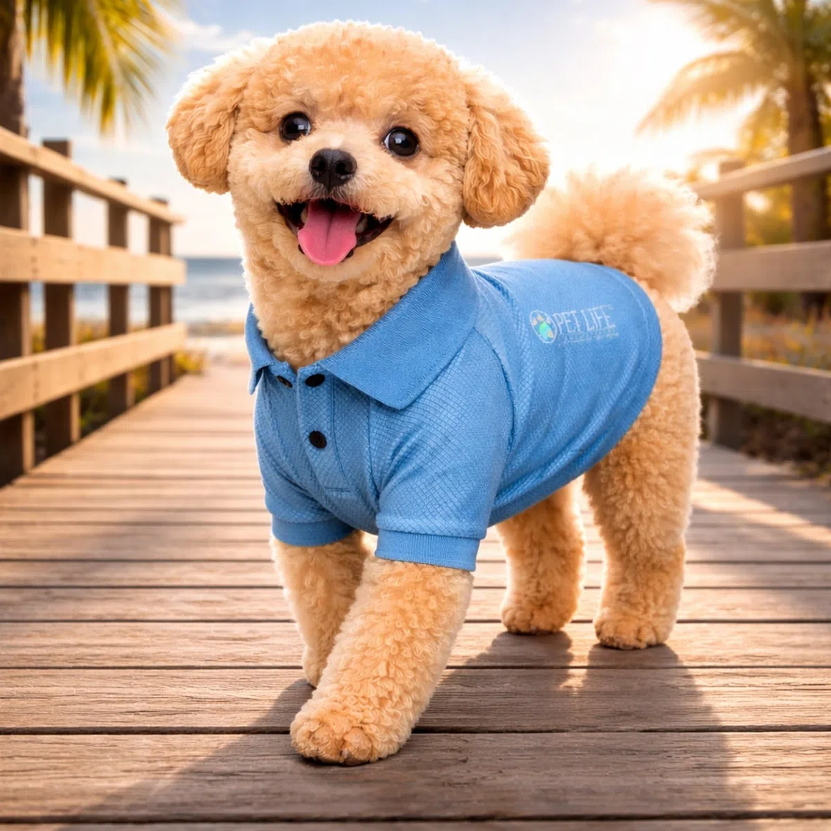 PetLife Active Playera Polo para Perro, a Prueba de mechas, elástica, a Prueba de Fugas, tamaño Mediano, Color Azul