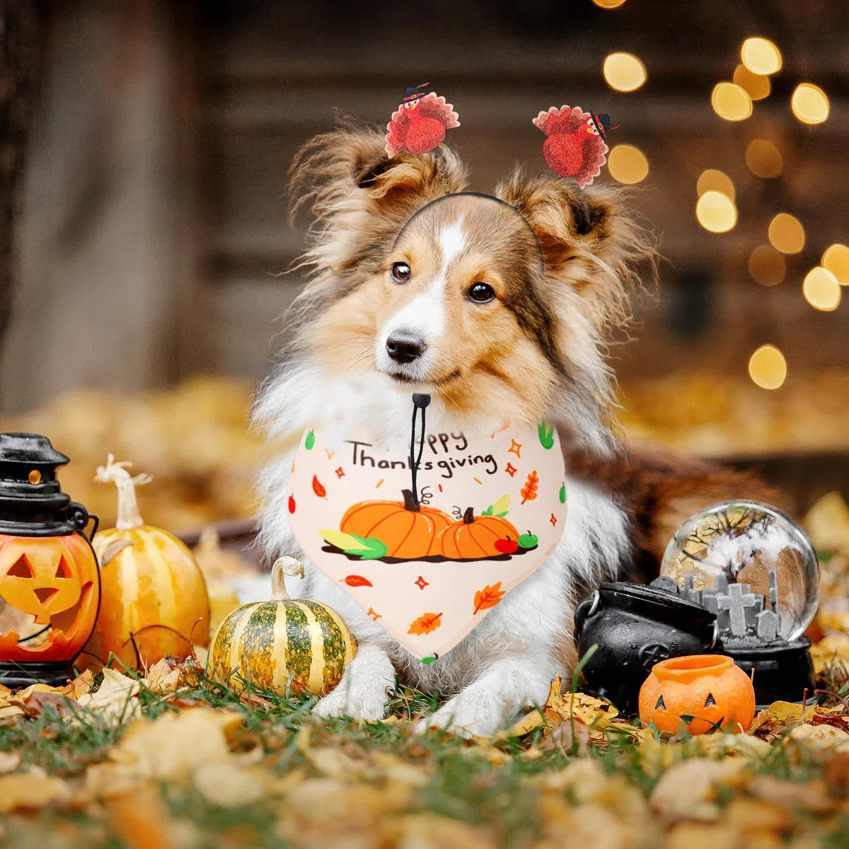 Sanwuta 16 piezas de accesorios de Acción de Gracias para mascotas, incluye bandanas de otoño para perros, diademas de pavo para Acción de Gracias, bandana para mascotas, bufanda triangular para la