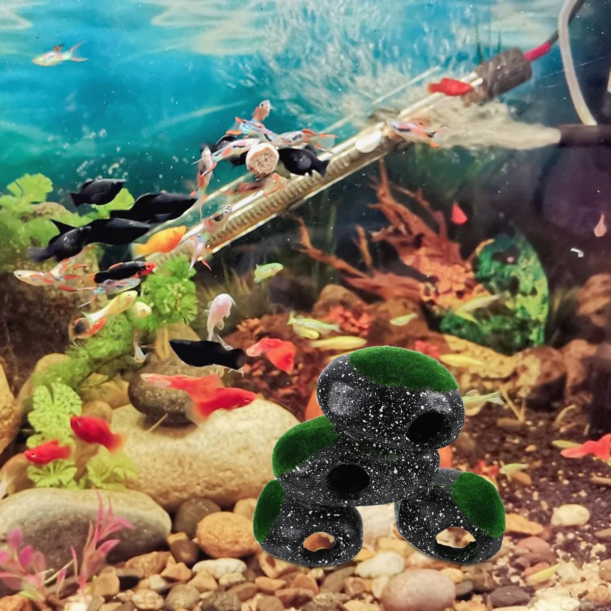 Happyyami 1pieza Decoración Acuario Creativa Refugio De Camarones y Peces Simulación De Piedra para Paisajismo Acuático