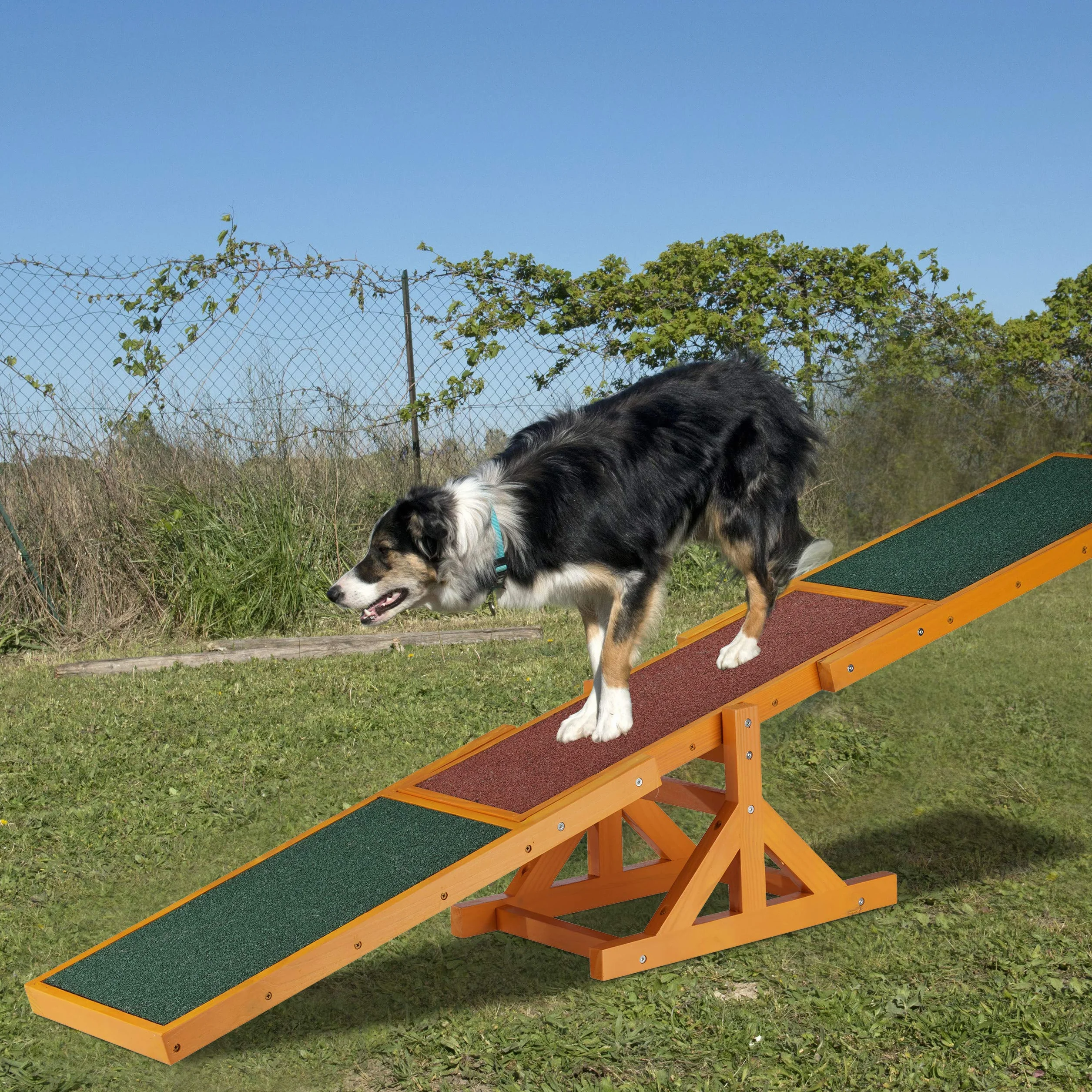 Relaxdays Balancín Perro, Dog Agility, Entrenamiento, Mascotas Grandes y Pequeñas, 1 Ud., 54 x 180 x 30 cm, Multicolor