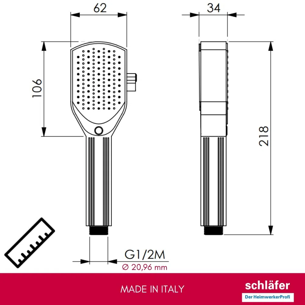 Schläfer 1303900 | Cabezal de ducha con cepillo y lima para mascotas | Cepillo de baño y peine para perros, gatos | Cabezal de ducha, pulverizador en ABS cromado