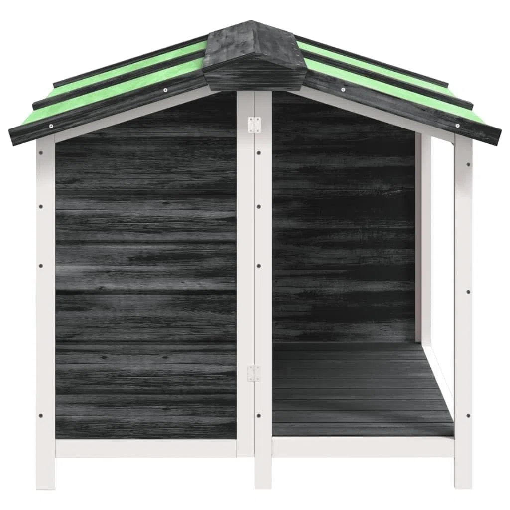 Caseta para perros gris de madera maciza de pino 96 x 87 x 80,5 cm con techo impermeable, gran entrada para jardín, protección y seguridad ideal para perros, cachorros y mascotas