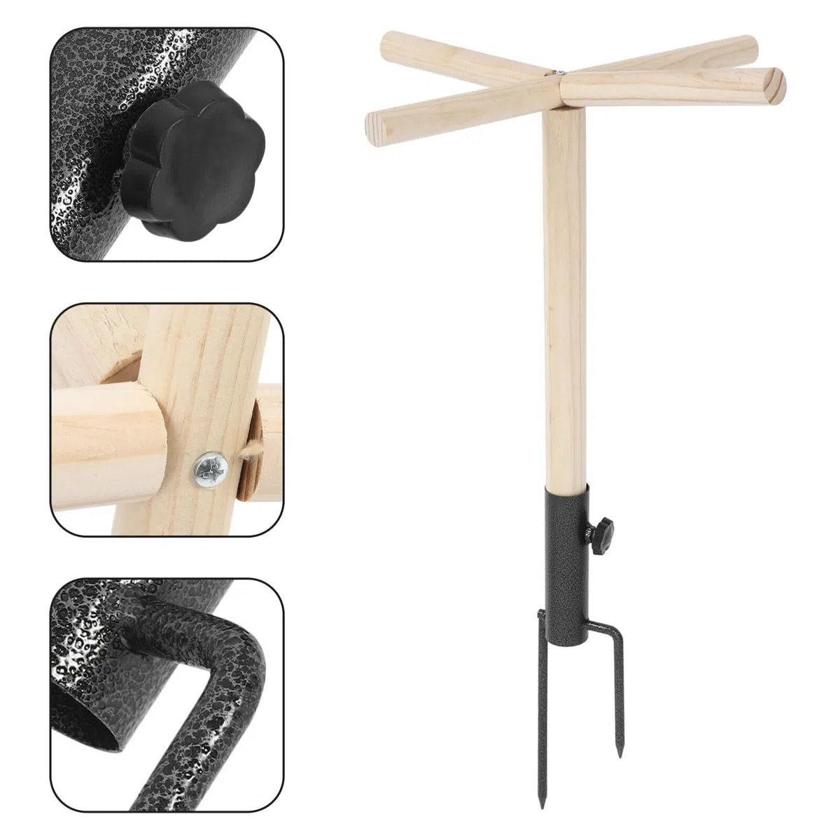 Percha de Madera para Pájaros y Pollos Buena Textura | Soporte de Hierro, Uso en Juego, Acabado Natural, para Gallinas y Aves en Espacios Exteriores