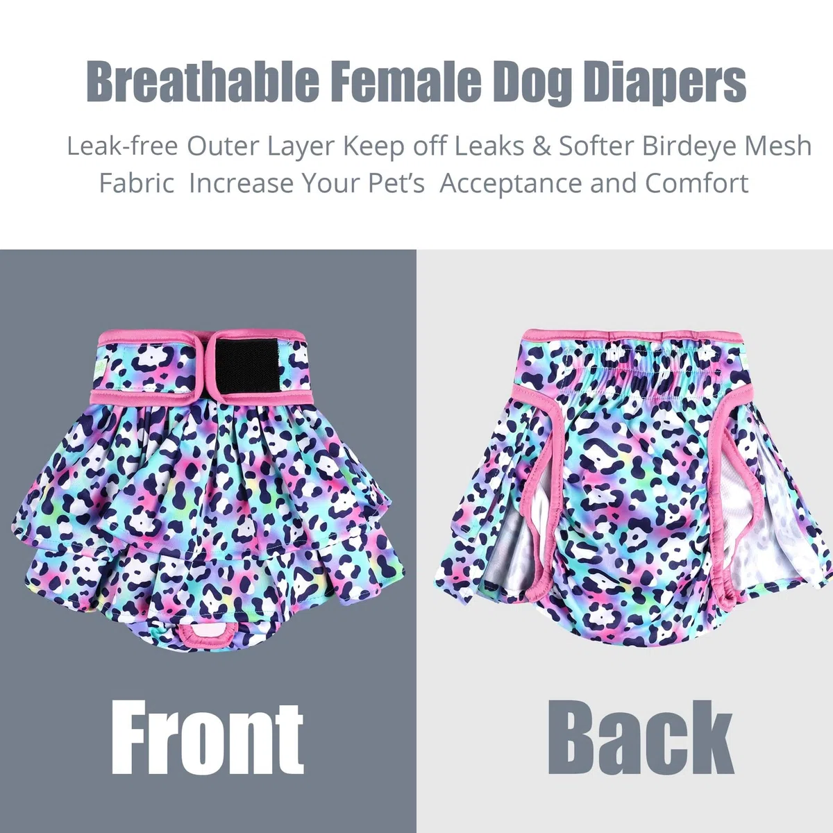 wegreeco Pañales para Perros Hembras (Paquete de 3), pañales Altamente absorbentes para Perras, pañales Lavables para Perros en celo, incontinencia o micción excitable (Leopardo Colorido, XL)