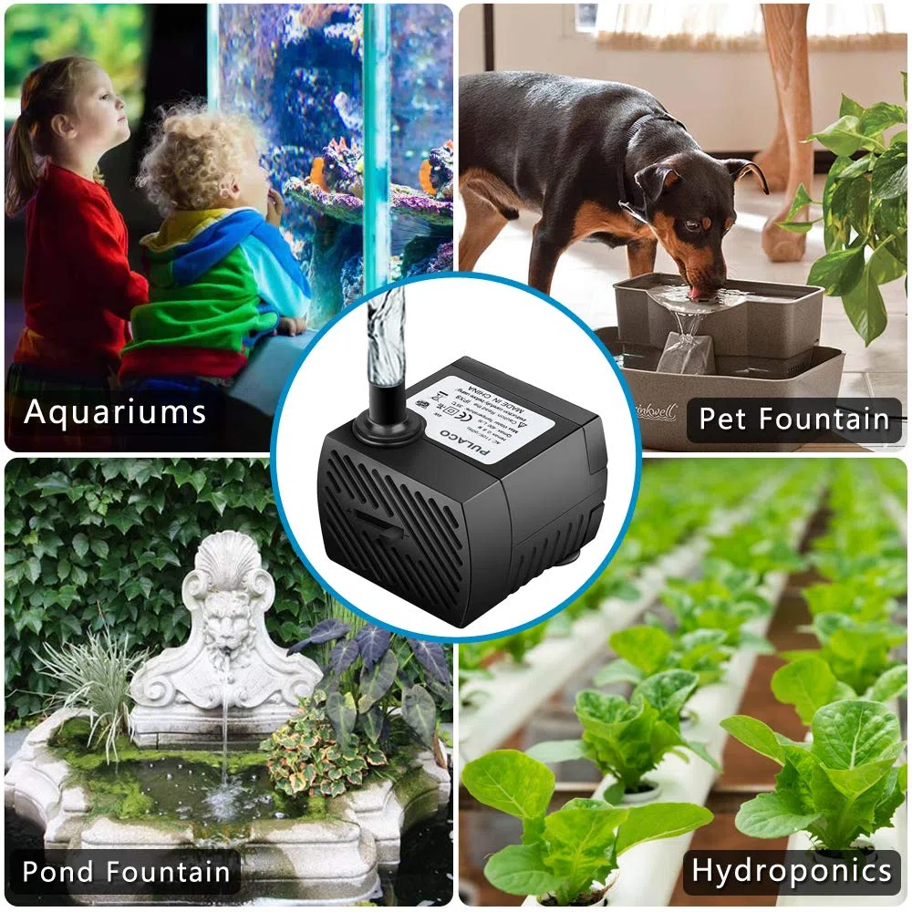 PULACO 2 bombas de agua sumergibles (95GPH 5W) para acuario, estanque, fuente, hidropónico