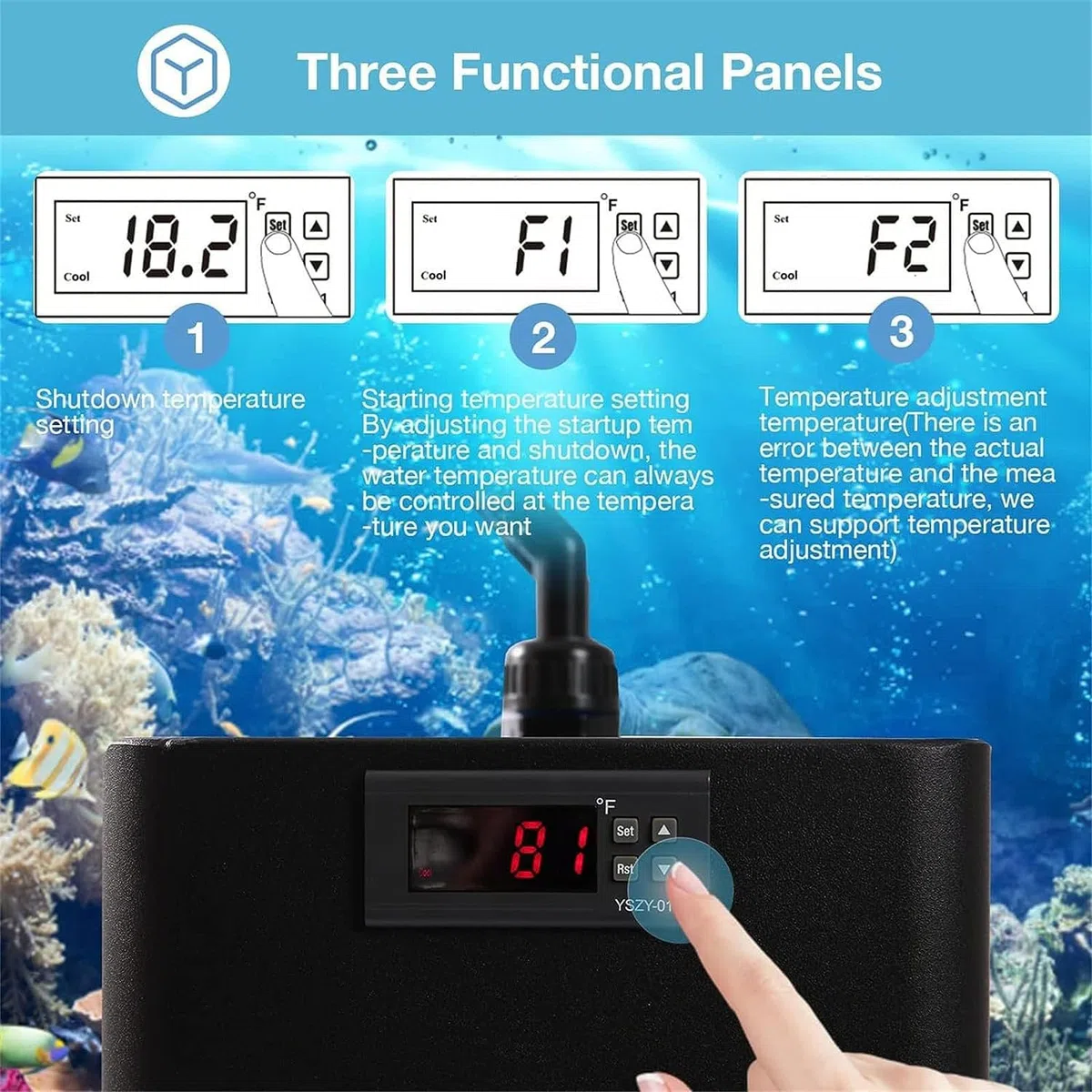 Enfriador De Agua De Tanque De Peces 160L / 300L / 500L,Termostato De Máquina De Enfriamiento De Agua De Tanque De Peces Digital De Acuario para Calefacción De Refrigeración A Pequ