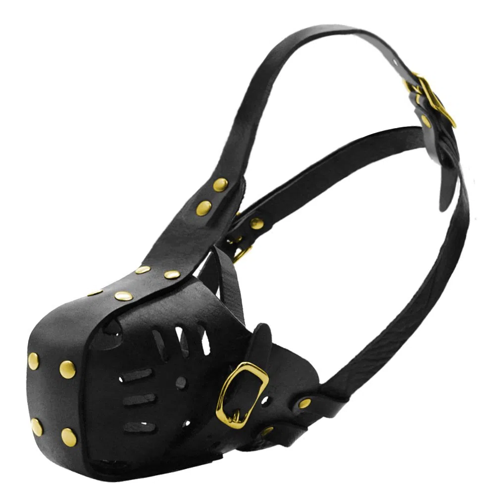 Bozal De Cuero Genuino para Perros Bozal Ajustable para Perros Suministros para Entrenamiento para Evitar Morder Masticar Y Ladrar