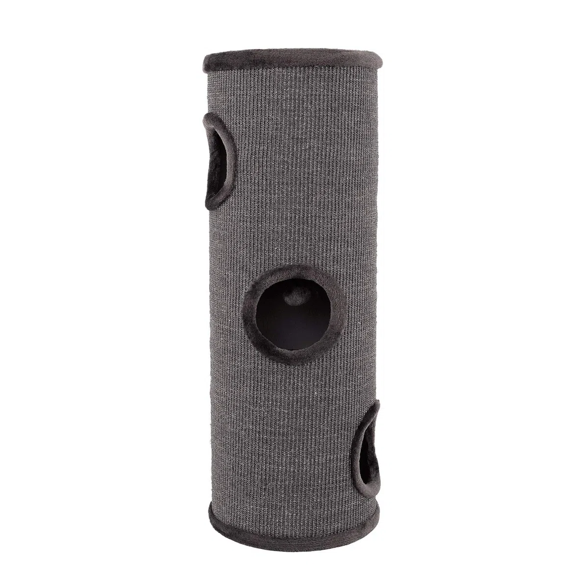 lionto Rascador de sisal con Pelota y Borde de Peluche, 100 cm de Alto, árbol rascador Estable para Gatos Grandes y pequeños, Ideal para uñas, Entretenimiento y escondites, Ø 36 cm, Gris