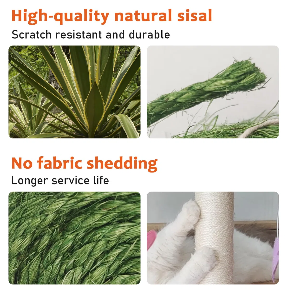 Cuerda de sisal natural para rascador de gatos, cuerda de repuesto para rascador de gatos, 1/4 pulgadas y 66 pies, color gris plateado