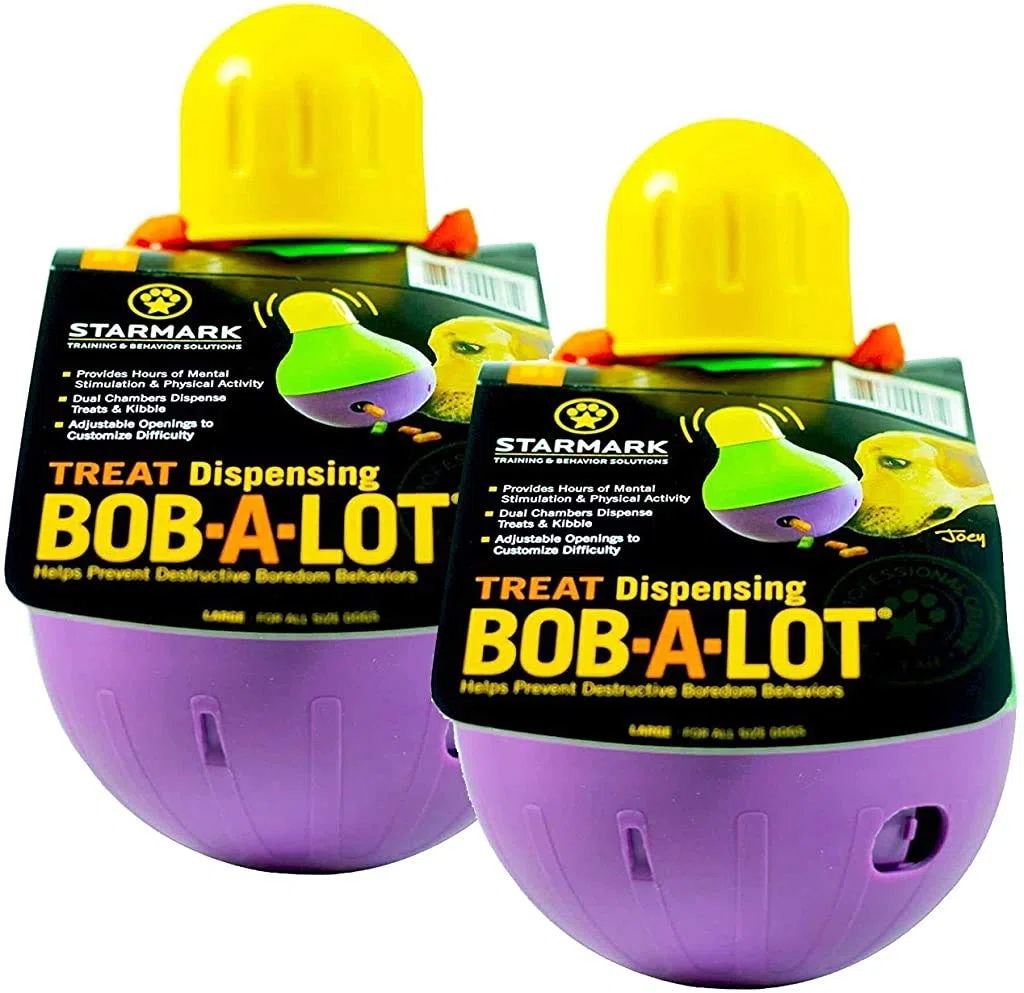 Pack of 2 StarMark Bob A Lot Dog Toy Treat Kibble Dispensing Slow Feed