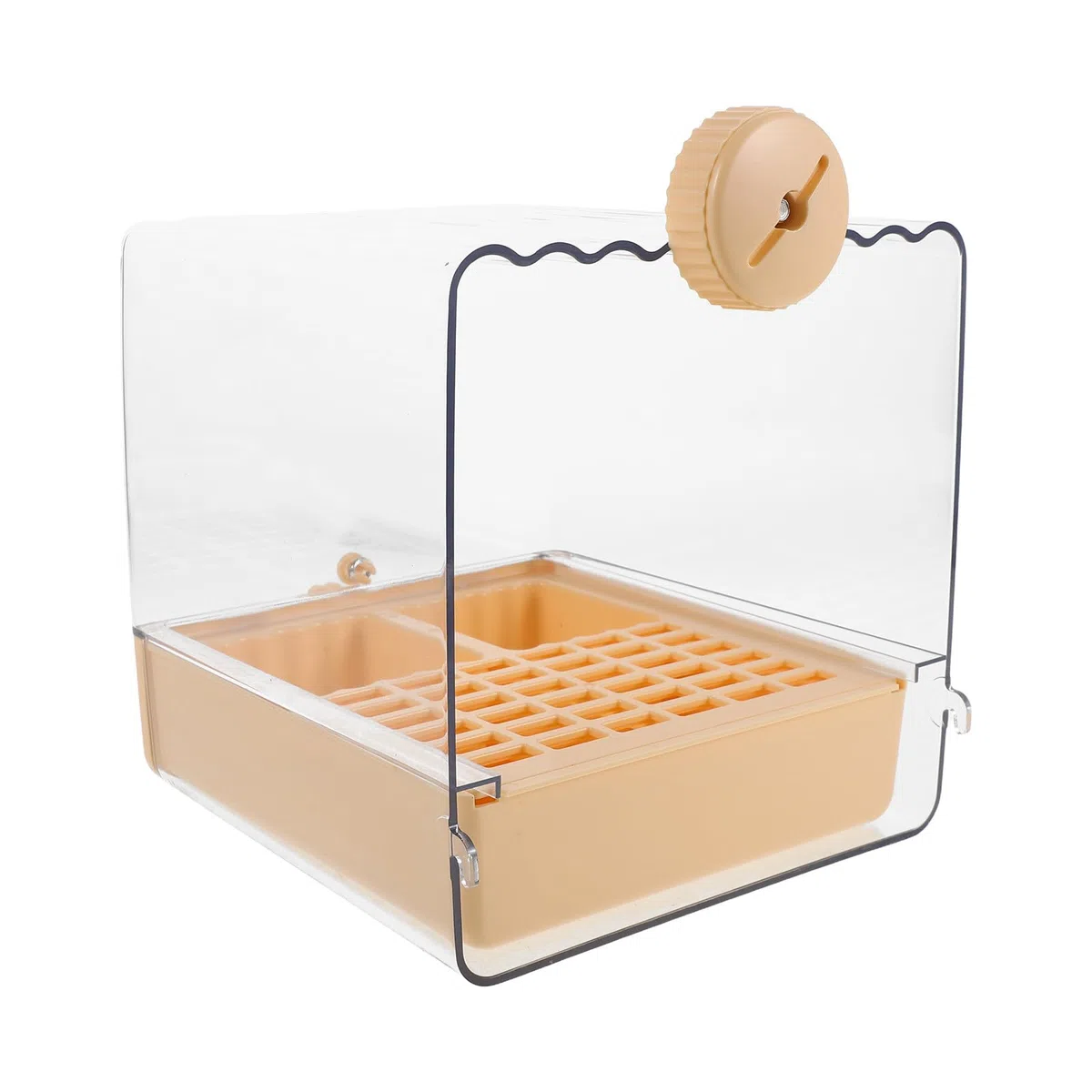 NUOBESTY Baño de Instalar Colgante Jaula Cuenco Profundo para en Pájaros Amarillo Comedero de y Plástico Diseño Que Salpicaduras, Fácil para Periquitos y Loros Pequeños