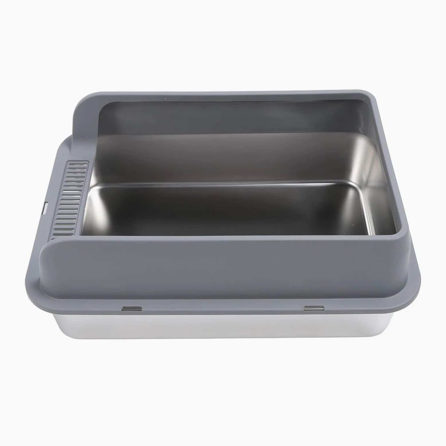 Caja de arena cerrada de acero inoxidable, caja de arena para gatos de cara alta con tapa, espacioso diseño semicerrado para gatos grandes, sin olor y fácil de limpiar (grande: aprox.