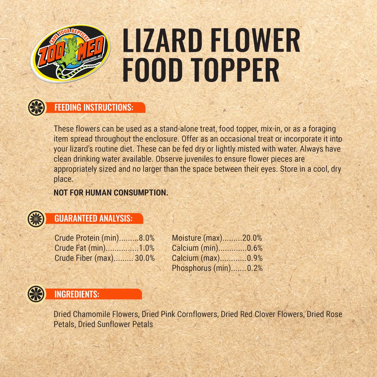 Zoo Med Flower Food Topper for Lizards 1.4 Ounce - 12 Pack