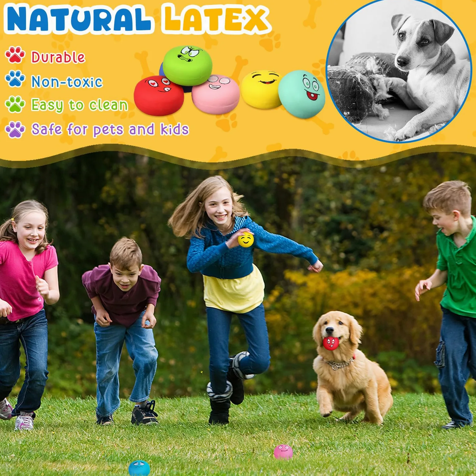 Hungdao 40 piezas de juguetes chirriantes para perros pequeños de goma de látex suaves bolas chirriantes a granel divertido cara chirriante juguetes interactivos para la dentición de cachorros perros