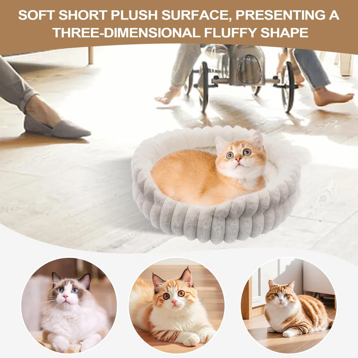 Cama para gatos - cama de peluche para perros | Camas redondas rosquillas para gatos de interior | Cama para mascotas calmante | Suministros para dormir, animales de invierno, uso al aire libre | Donut Abrigado para Dormir y Descanso en Invierno o Viaje C