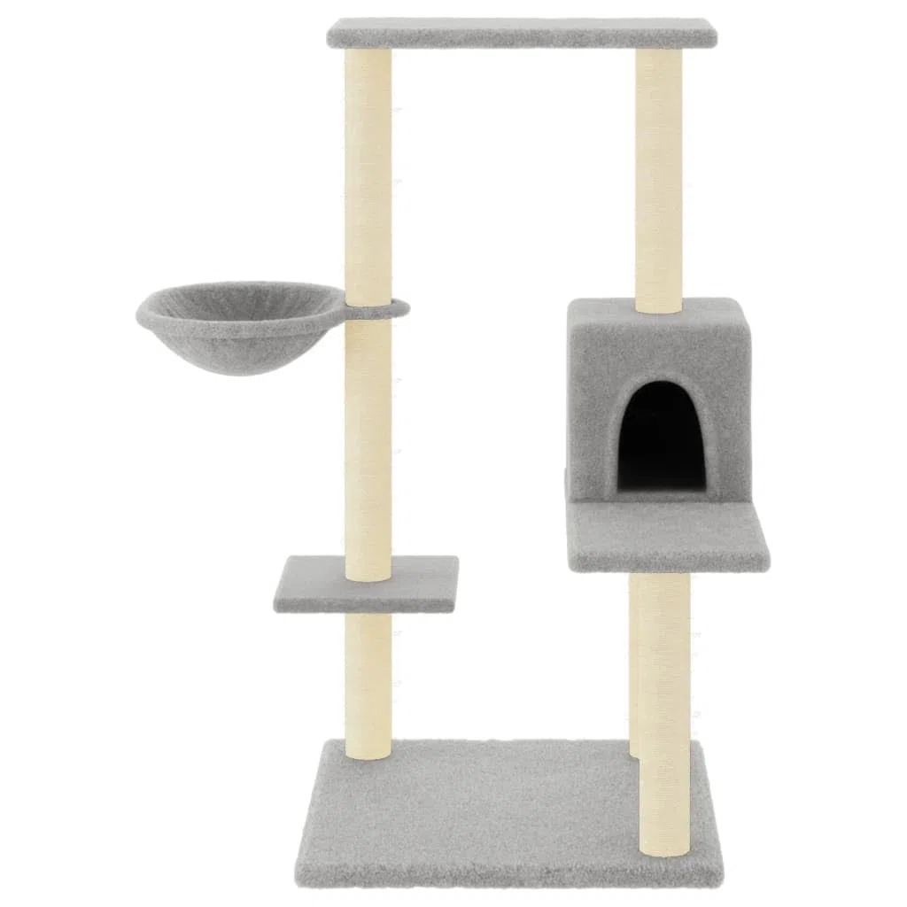 ShGaxin Rascador para Gatos con Postes de sisal Gris Claro 95 cm, Rascador Gato, Arbol Rascador para Gatos, Gatos Accesorios, Torre Gatos, Arranhador para Gatos, Casa para Gatos