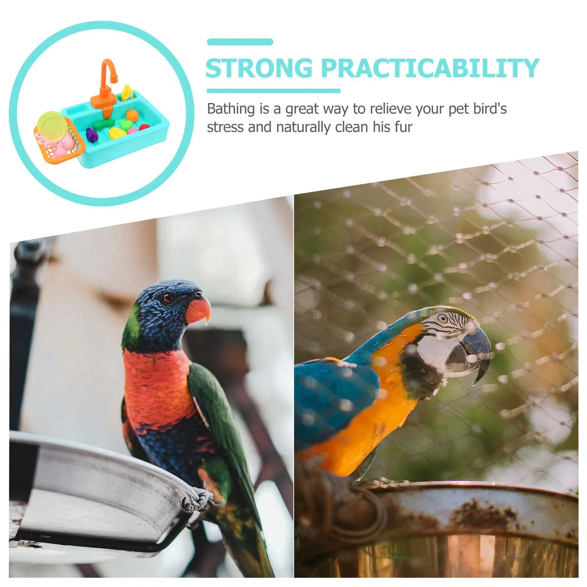 Bañera Automática Limpia el Plumaje para Pájaros Circulación de Agua, Material Abs Plástico, Color Verde y Alivia el Estrés en Verano