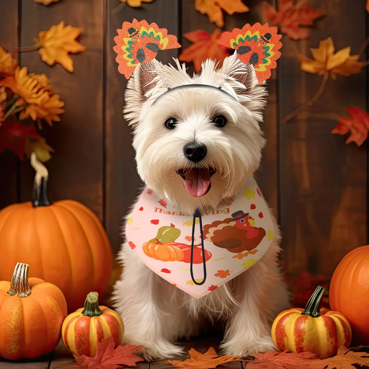 Sanwuta 16 piezas de accesorios de Acción de Gracias para mascotas, incluye bandanas de otoño para perros, diademas de pavo para Acción de Gracias, bandana para mascotas, bufanda triangular para la
