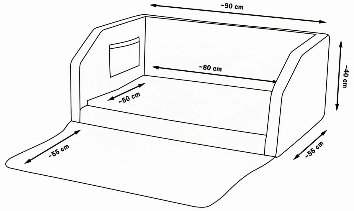 Velinda Transportín Cama de Coche para Perros Maletero colchón 90x55 cm (Color: Negro)