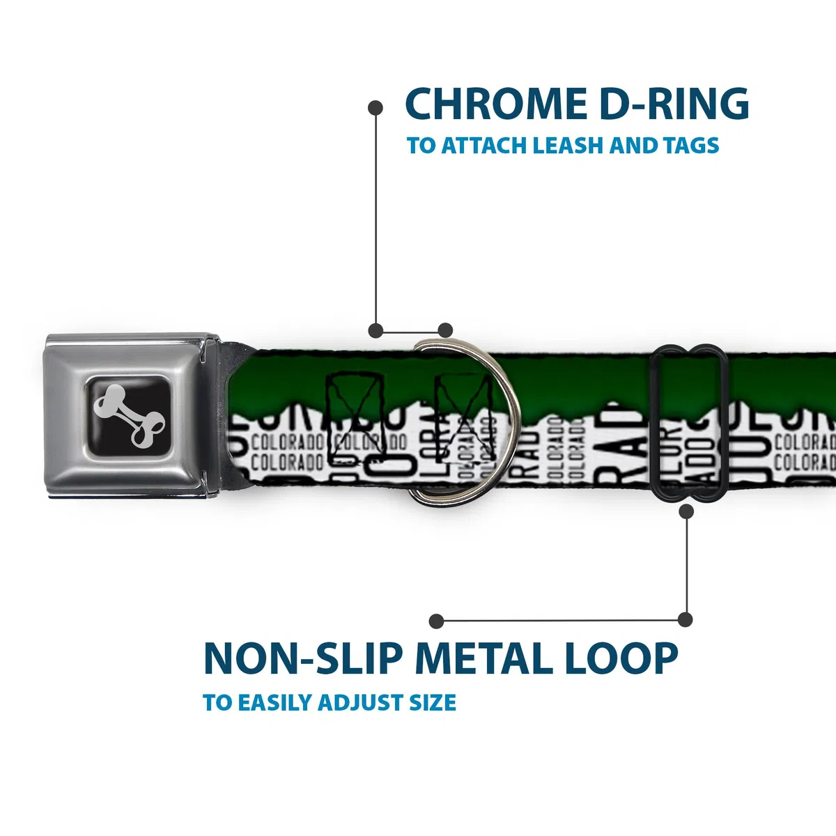 Buckle-Down DC-W35515-WS - Cinturón de Seguridad para Perro, Talla S, Color Verde, Blanco y Negro