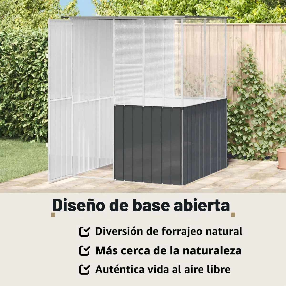 vidaXL Jaula para Aves Antracita 165 x 165 x 200 cm Acero Galvanizado, Jaula Rectangular para pájaros, Elegante, Segura y Amplia, Ideal para tu jardín y terraza, Aves