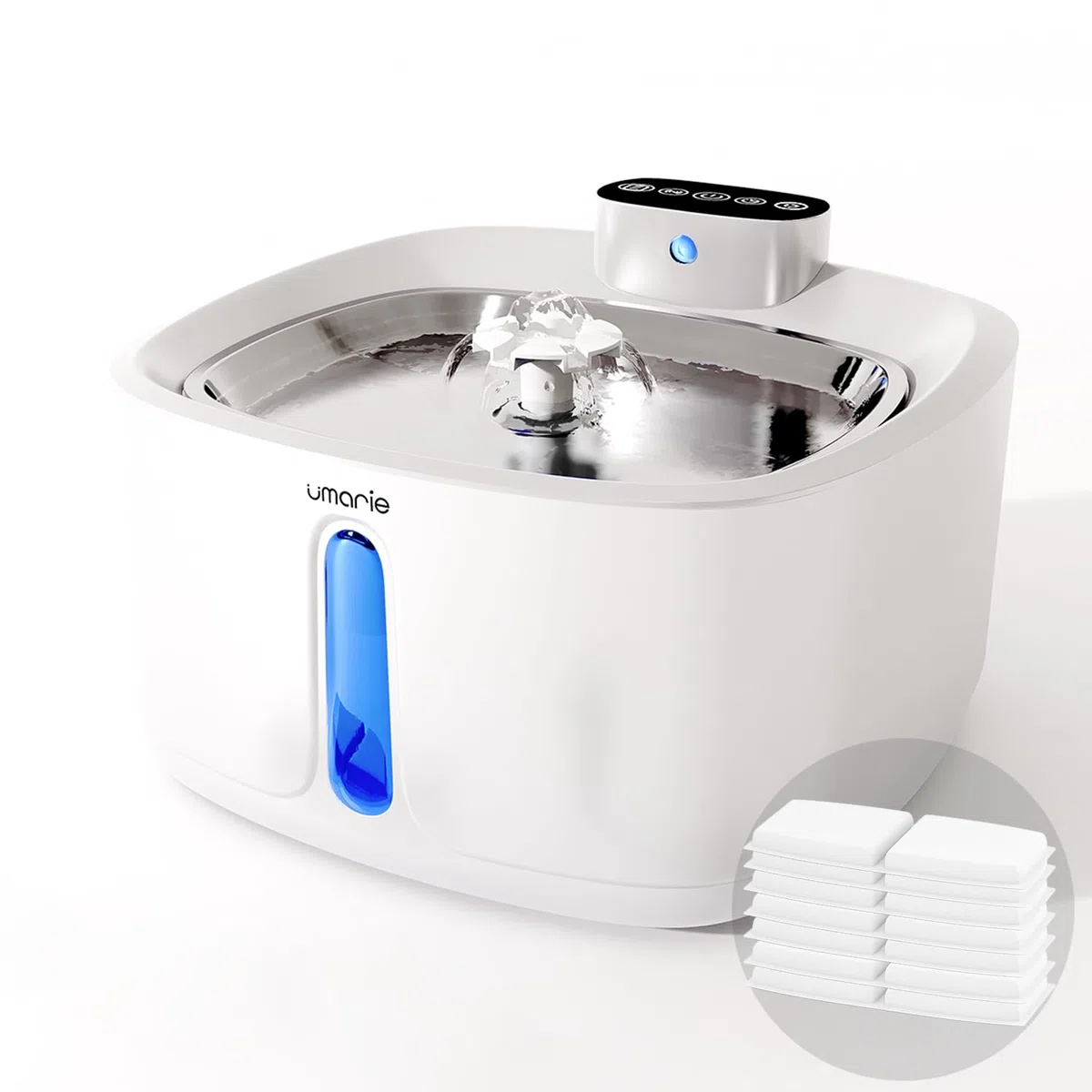 Fuente para Gatos Sin Cable con Sensor de Movimiento - 7 Filtros + 3 Esponjas - 3,2L Ultra Silenciosa (25 dB) Bebedero Gatos y Perros pequeños, Inalambrico, Batería Recargable 4000 mAh
