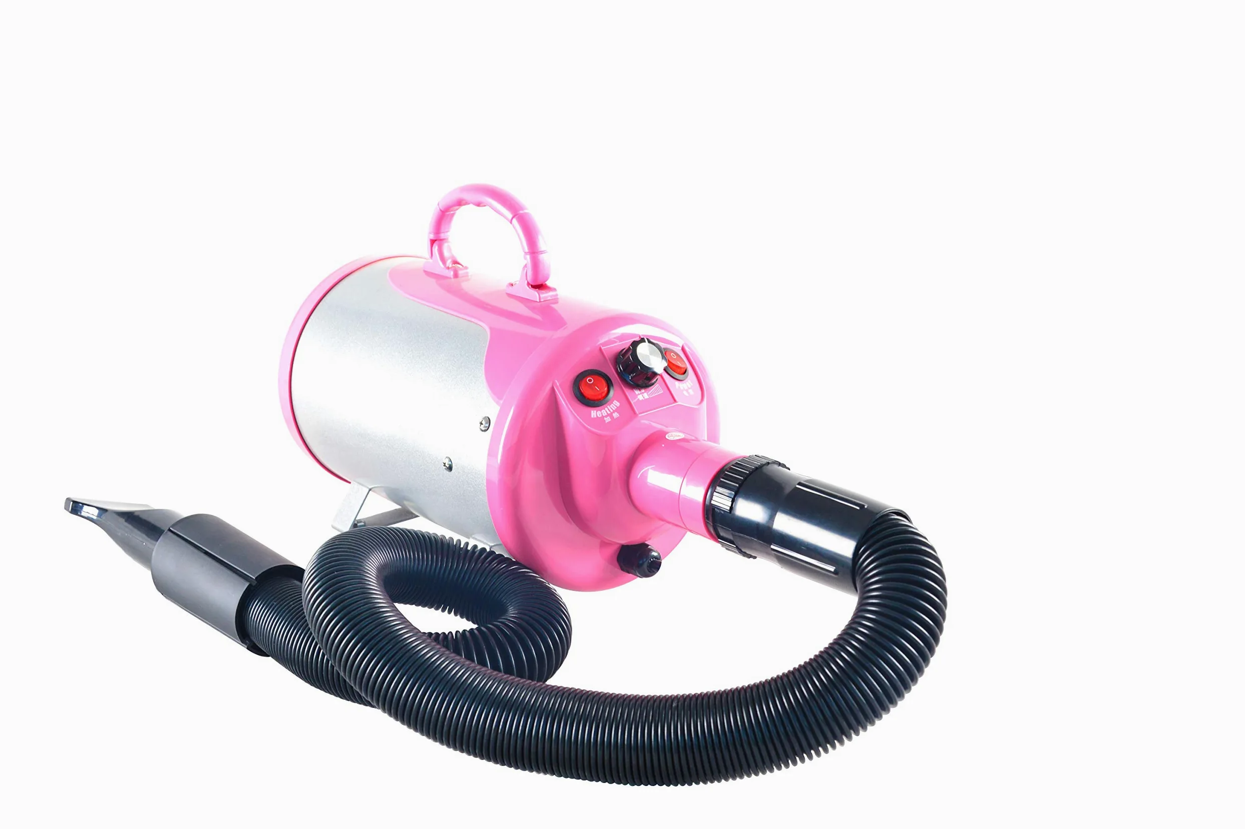 Pet Supplies - Secador de pelo profesional para mascotas de 2800 W con manguera, un potente pero silencioso secador para perros con velocidad variable (rosa)